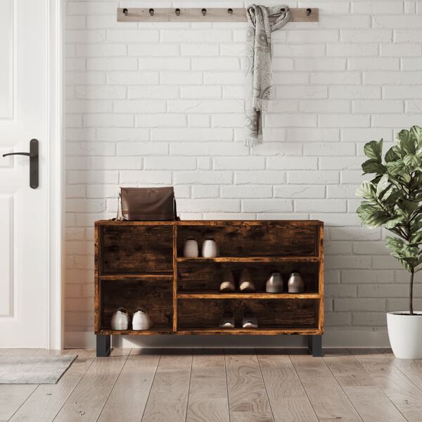 vidaXL Shoe Cabinet Smoked Oak 102x36x60 cm Engineered Wood