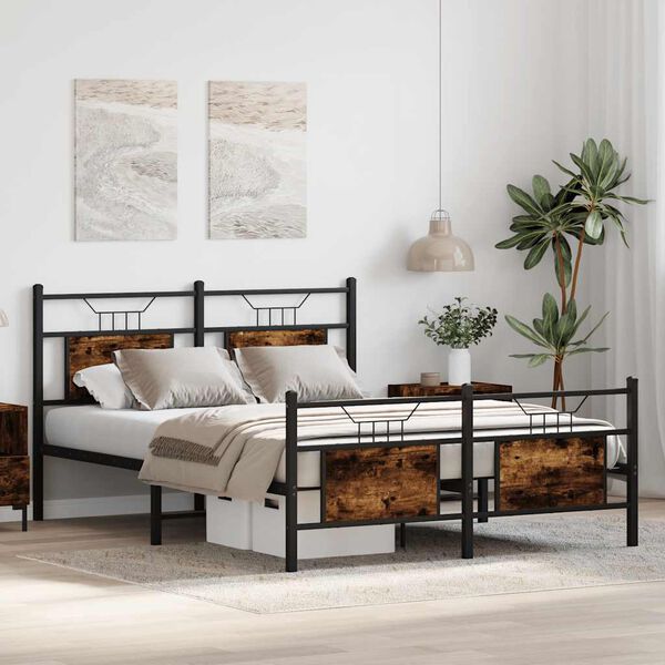 vidaXL Bed Frame without Mattress Smoked Oak 137x190 cm Engineered Wood