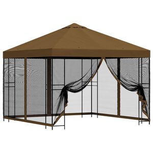 vidaXL Garden Gazebo with Sidewalls 3 x 3 m Taupe Polyester and Steel