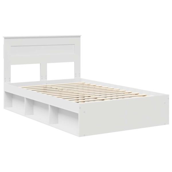 vidaXL Bed Frame with Headboard White 120 x 200 cm Solid Pine Wood