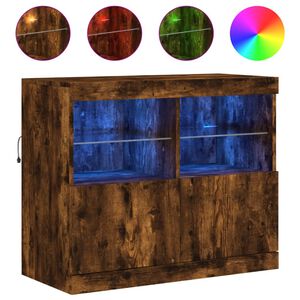vidaXL Sideboard with LED Lights Smoked Oak 81x37x67 cm