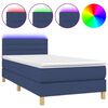 vidaXL Box Spring Bed with Mattress&LED Blue 90x200cm Fabric