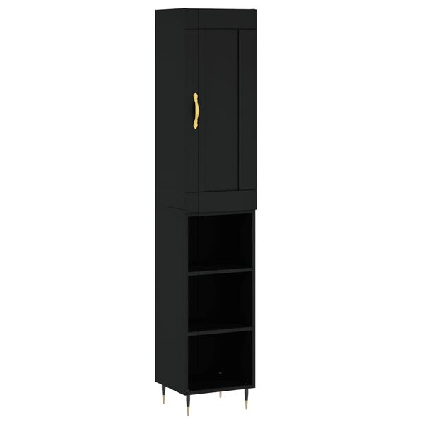 vidaXL Highboard Black 34.5x34x180 cm Engineered Wood