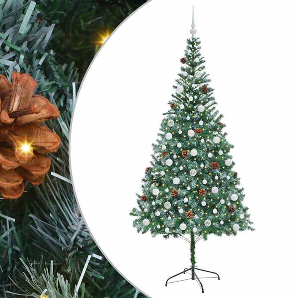 vidaXL Artificial Christmas Tree with Stand Green 210 cm PVC and Steel