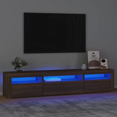 vidaXL TV Cabinet with LED Lights Brown Oak 195x35x40 cm