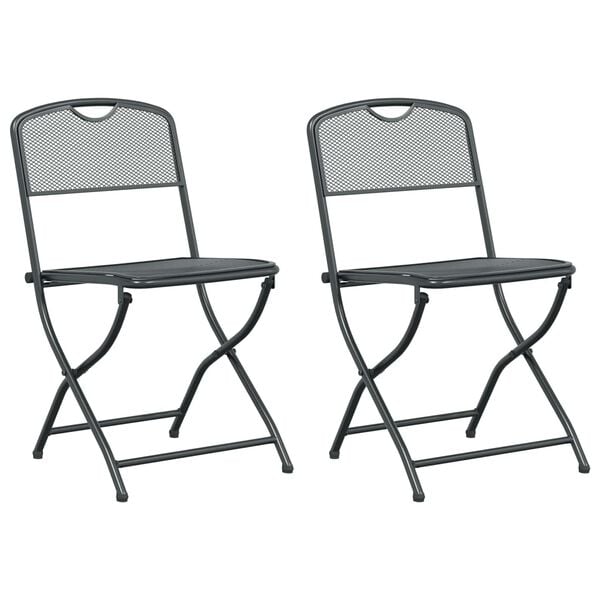 vidaXL Garden Chairs Folding 2 pcs Anthracite 52.5 x 46 x 82 cm Iron