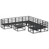 vidaXL Garden Sofa Set with Cushion 9 pcs Black Steel