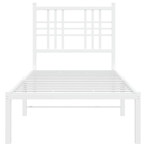 vidaXL Metal Bed Frame without Mattress with Headboard White 80x200cm