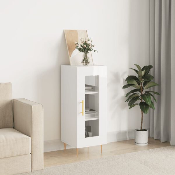 vidaXL Sideboard High Gloss White 34.5x34x90 cm Engineered Wood
