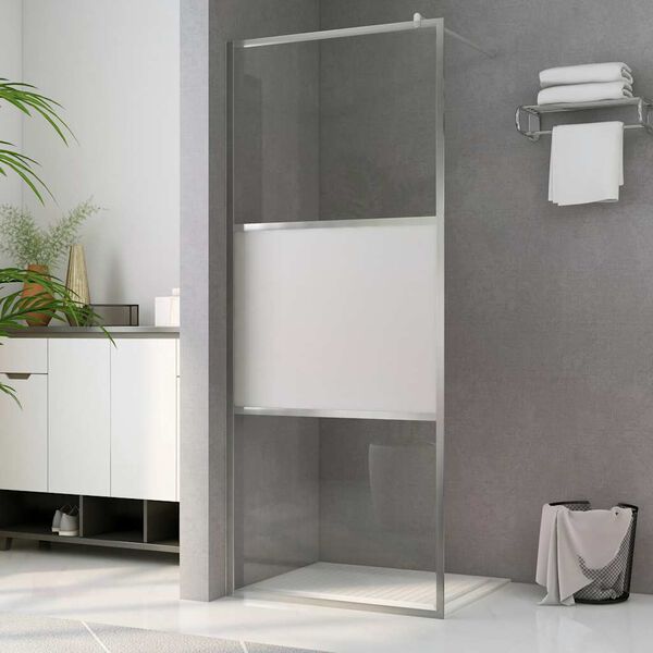 vidaXL Walk-in Shower Wall with Half Frosted ESG Glass 80x195 cm