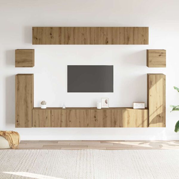 vidaXL 8 Piece TV Cabinet Set Wall-mounted Artisan Oak Engineered Wood