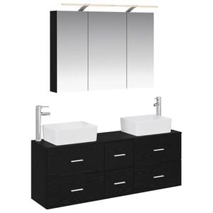 vidaXL Bathroom Furniture Set 4 pcs Black Oak