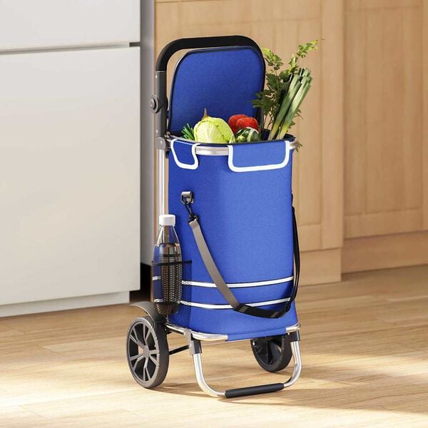 vidaXL Shopping Trolley Blue 36.5 x 46.5 x 100.5 cm Oxford fabric