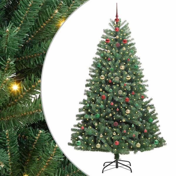 vidaXL Artificial Hinged Christmas Tree Green 240 cm PVC and Metal