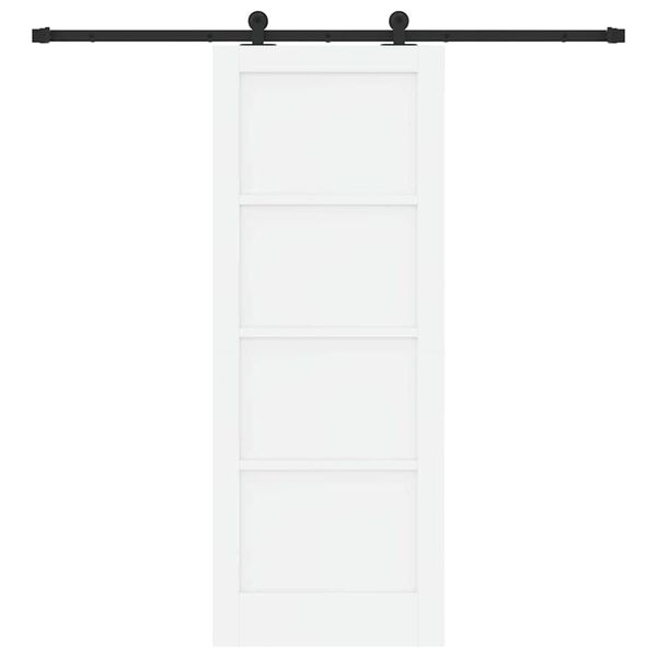vidaXL Sliding Door White and Black 78 x 202 cm Solid Pine Wood