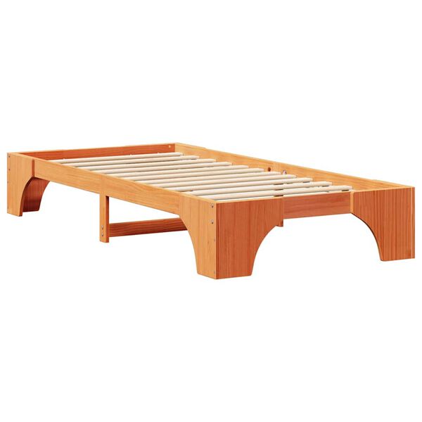 vidaXL Bed Frame Wax Brown 90 x 200 cm Solid Pine Wood