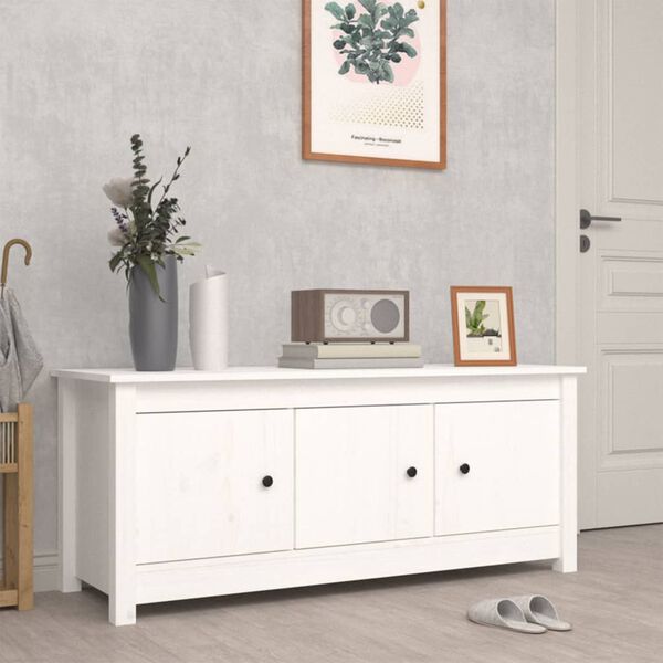 vidaXL Shoe Cabinet White 110x38x45.5 cm Solid Wood Pine