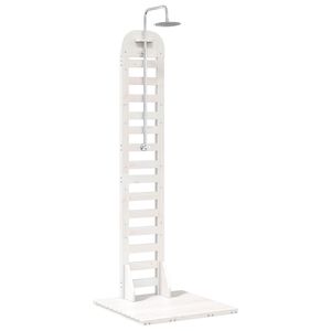 vidaXL Outdoor Shower 223 cm Solid Pine Wood and Stainless Steel White