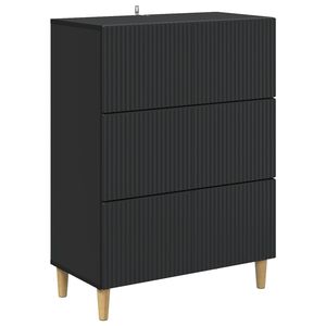 vidaXL Drawer Cabinet Black 66 x 34.5 x 90 cm Engineered Wood