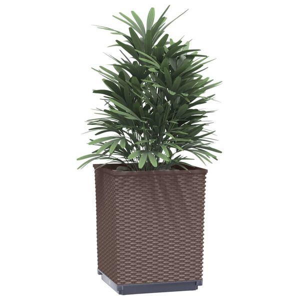 vidaXL Planters 4 pcs Brown 30x30x37 cm Polypropylene