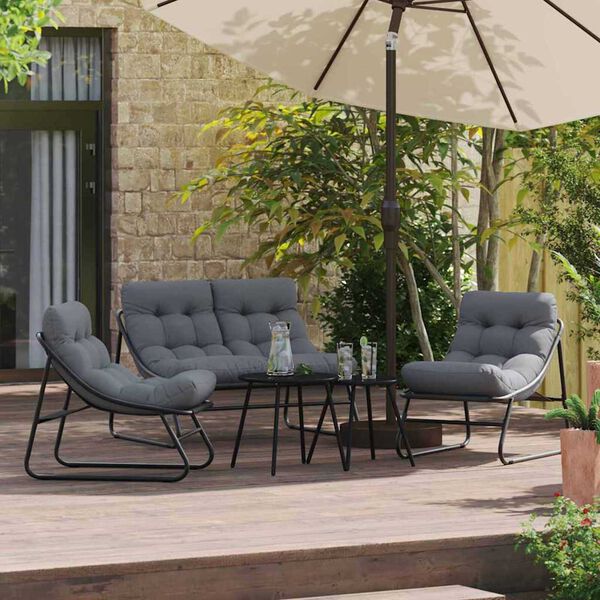 vidaXL Garden Dining Set 5 pcs Black Steel