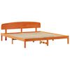 vidaXL Bed Frame with Headboard Wax Brown 200 x 200 cm Solid Pine Wood