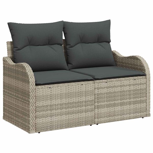 vidaXL Garden Sofa Light Grey 121 x 62 x 69cm Poly Rattan