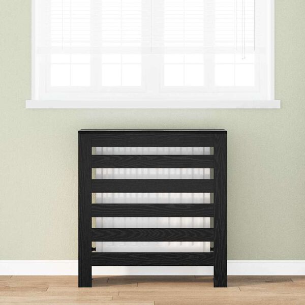 vidaXL Radiator Cover Black Oak 78 x 20 x 82 cm Engineered Wood