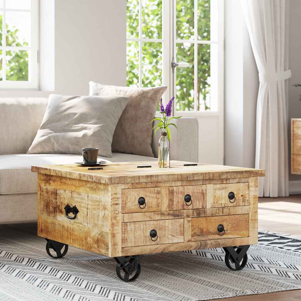 vidaXL Coffee Table Rough Mango Wood 70x70x40 cm | vidaXL.co.uk