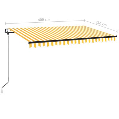 vidaXL Automatic Retractable Awning 400x350 cm Yellow and White
