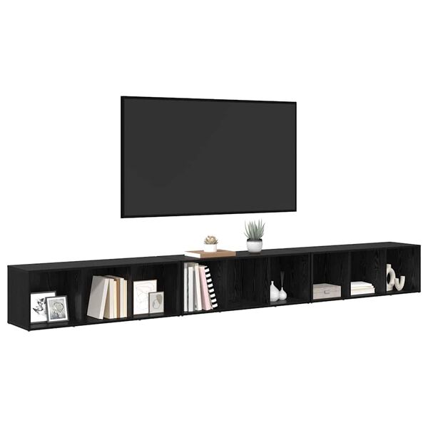 vidaXL TV Cabinet Set 3 pcs Black Oak 37 x 35 x 107 cm Engineered Wood
