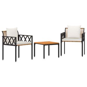 vidaXL Outdoor Furniture Set 3 pcs Brown and Cream White Poly Rattan