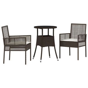 vidaXL Garden Dining Set 3 pcs Brown Poly rattan