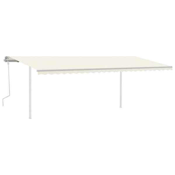 vidaXL Manual Retractable Awning with Posts 6x3.5 m Cream