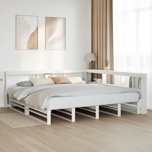 vidaXL Bookcase Bed without Mattress White 180x200cm Solid Wood Pine