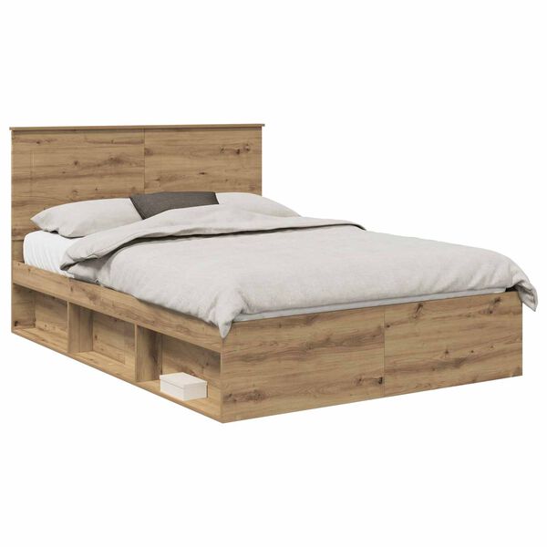 vidaXL Bed Frame Artisian Oak 140 x 200 cm Solid Pine Wood