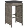 vidaXL Garden Bar Stools with Cushions 2 pcs Grey Poly Rattan