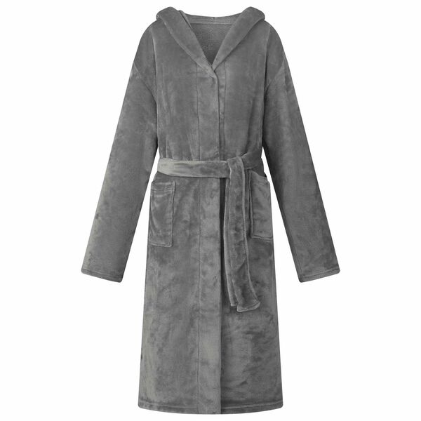 vidaXL Bathrobe Hoodie Dark Grey L Flannel