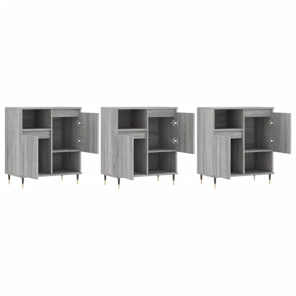 vidaXL Sideboards 3 pcs Grey Sonoma Engineered Wood