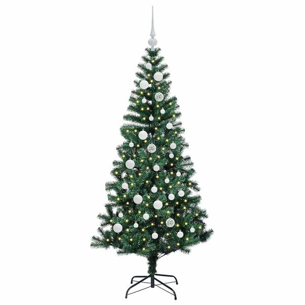 vidaXL Artificial Pre-lit Christmas Tree Green 150 cm PVC and Metal
