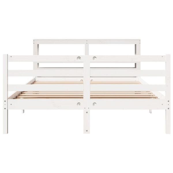 vidaXL Bed Frame without Mattress White 120x190 cm Small Double Solid Wood Pine