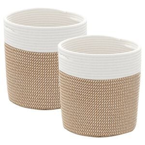 vidaXL Storage Baskets 2 pcs Brown and White &Oslash;28x28 cm Cotton