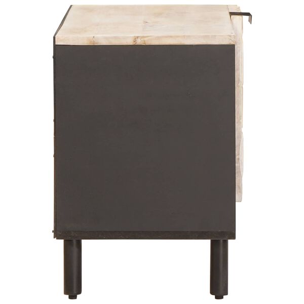 vidaXL TV Cabinet White Wash Finish 80 x 33 x 46 cm Solid Mango Wood