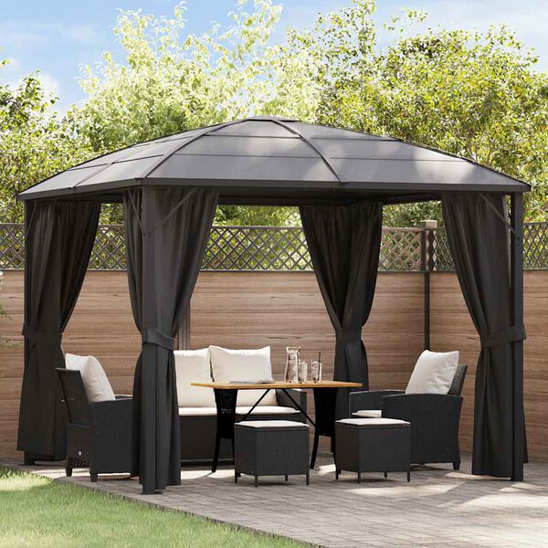 vidaXL Gazebo with Curtains 300x300x265 cm Anthracite
