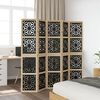 vidaXL Room Divider 5 Panels Brown and Black Solid Wood Paulownia