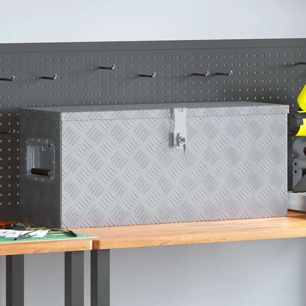 vidaXL Aluminium Box 76.5x26.5x33 cm Silver