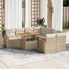 vidaXL 9 Piece Garden Sofa Set with Cushions Beige Poly Rattan Acacia