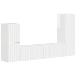 vidaXL TV Cabinet Set 4 pcs High Gloss White Engineered Wood