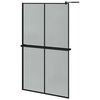 vidaXL Walk-in Shower Wall with Shelf Black 118x190 cm ESG Glass&Aluminium