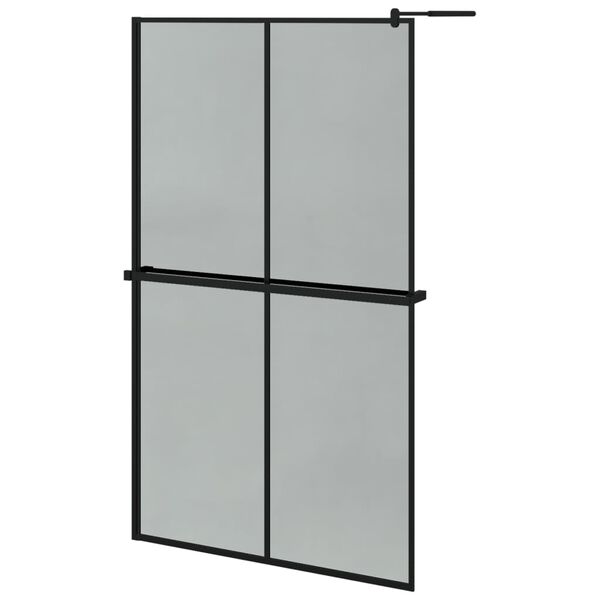 vidaXL Walk-in Shower Wall with Shelf Black 118x190 cm ESG Glass&Aluminium